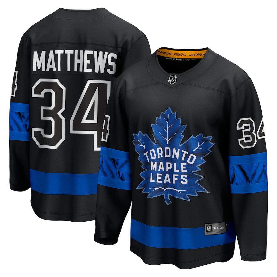 Men Toronto Maple Leafs #34 Auston Matthews Fanatics Branded Black Alternate Premier Breakaway Reversible Player NHL Jersey